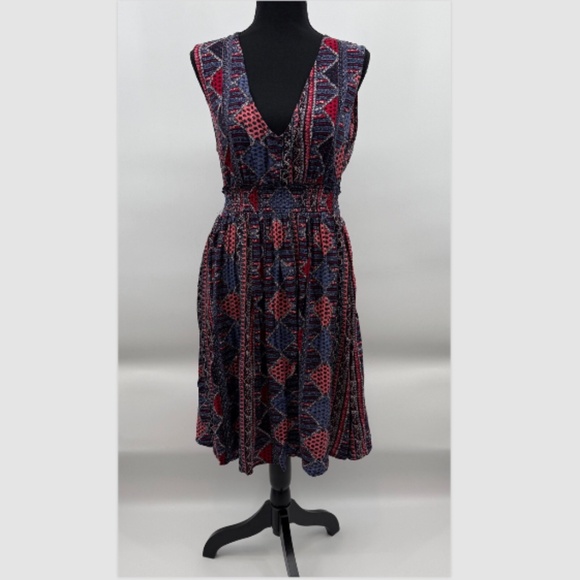 Roxy Dress Women XL Blue Pink Sleeveless Open Back Boho Peasant Hippie Cottage - Picture 1 of 11